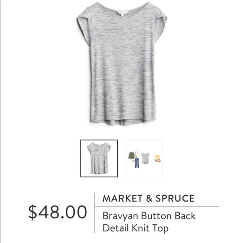 NWT Market & Spruce Brayvan Button Back Knit Top Striped Sz Medium Petite